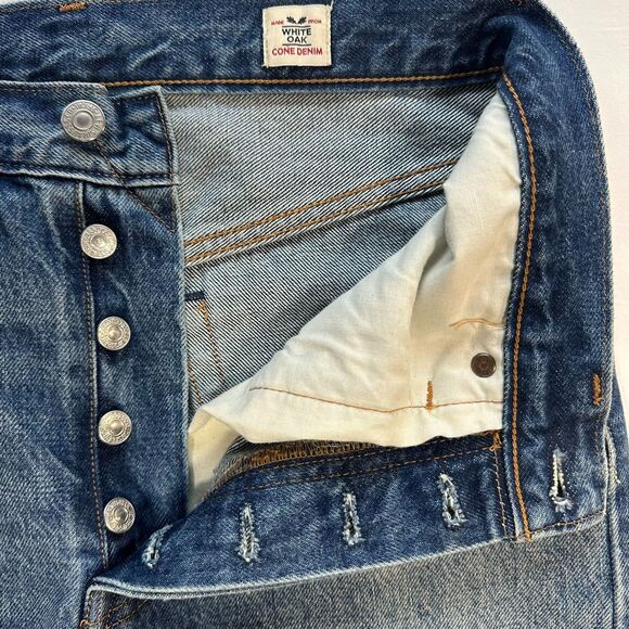 Levis 501 Jeans Womens SELVEDGE White Oak Cone Denim Button Fly Skinny 26 x 28 - Picture 5 of 16